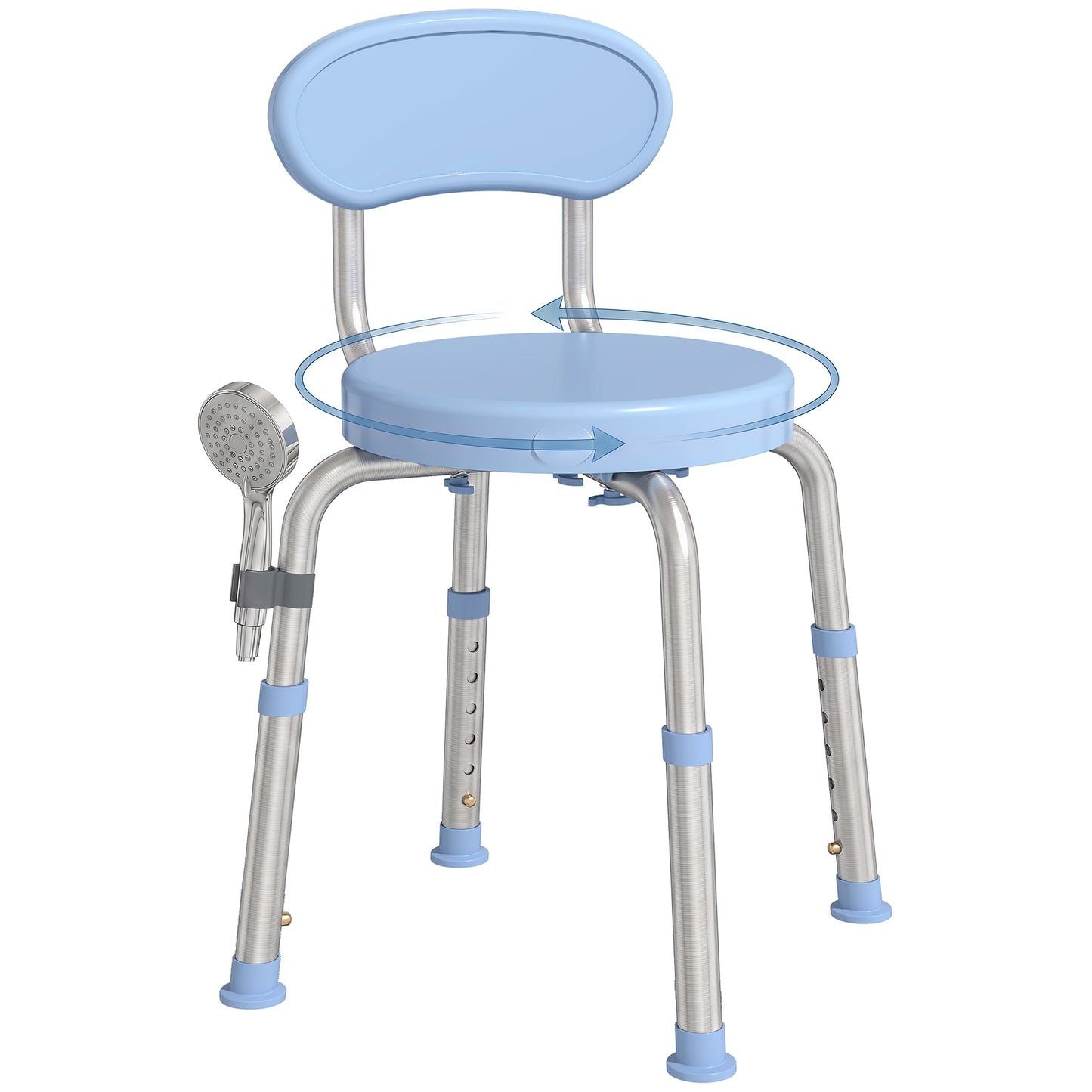 360° Swivel Shower Stool, Rotating Shower Chair with Aluminium Frame
