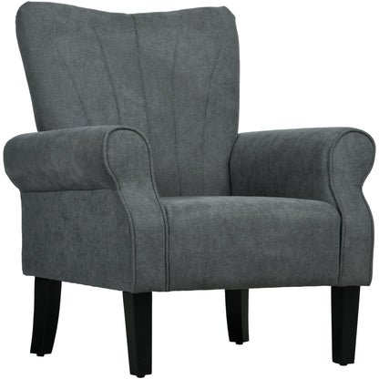 Armchair, Upholstered Modern Accent Chair with Wood Legs, Grey