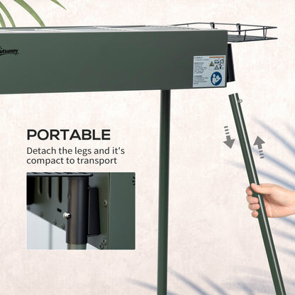 Portable Charcoal Barbecue Grill with Seasoning Baskets and Hooks