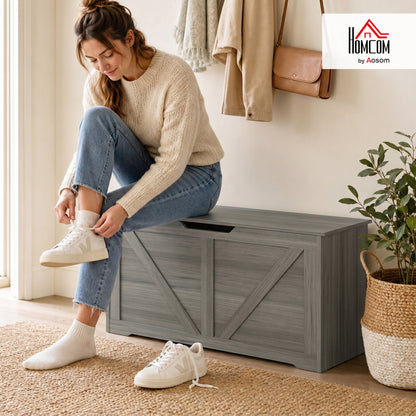 Storage Trunk for Living Room, with Safety Hinges, 100cm, Dark Grey