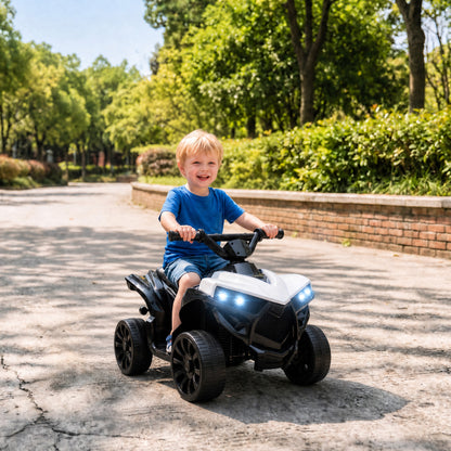 6V Kids ATV, Battery Powered Ride on Car for Ages 18-56 M, White
