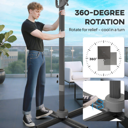 3.5m Aluminium Cantilever Parasol w/ LED Lights Crank Tilt UV50+ Grey