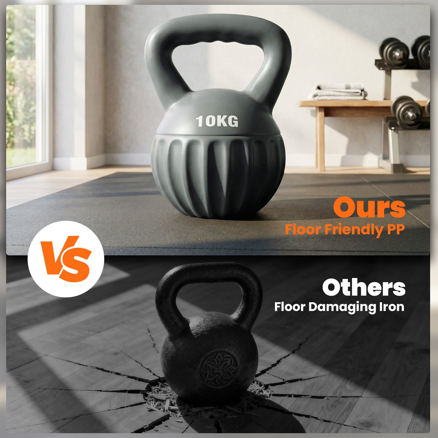 Kettlebell with Non-Slip Handle 10 kg Grey