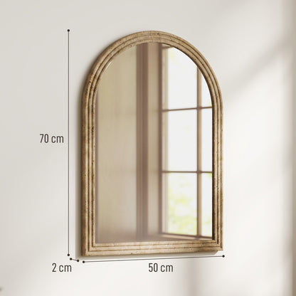 Modern Wall-Mounted Mirror with Grooved Edge, Brown
