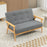 Modern 2-Seat Sofa Linen Fabric Upholstery Tufted Couch with Rubberwood Legs Grey