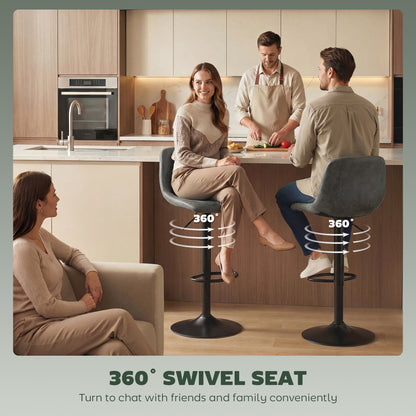 Bar Stools Set of 2, Modern Swivel Barstools for Dining Room, Green