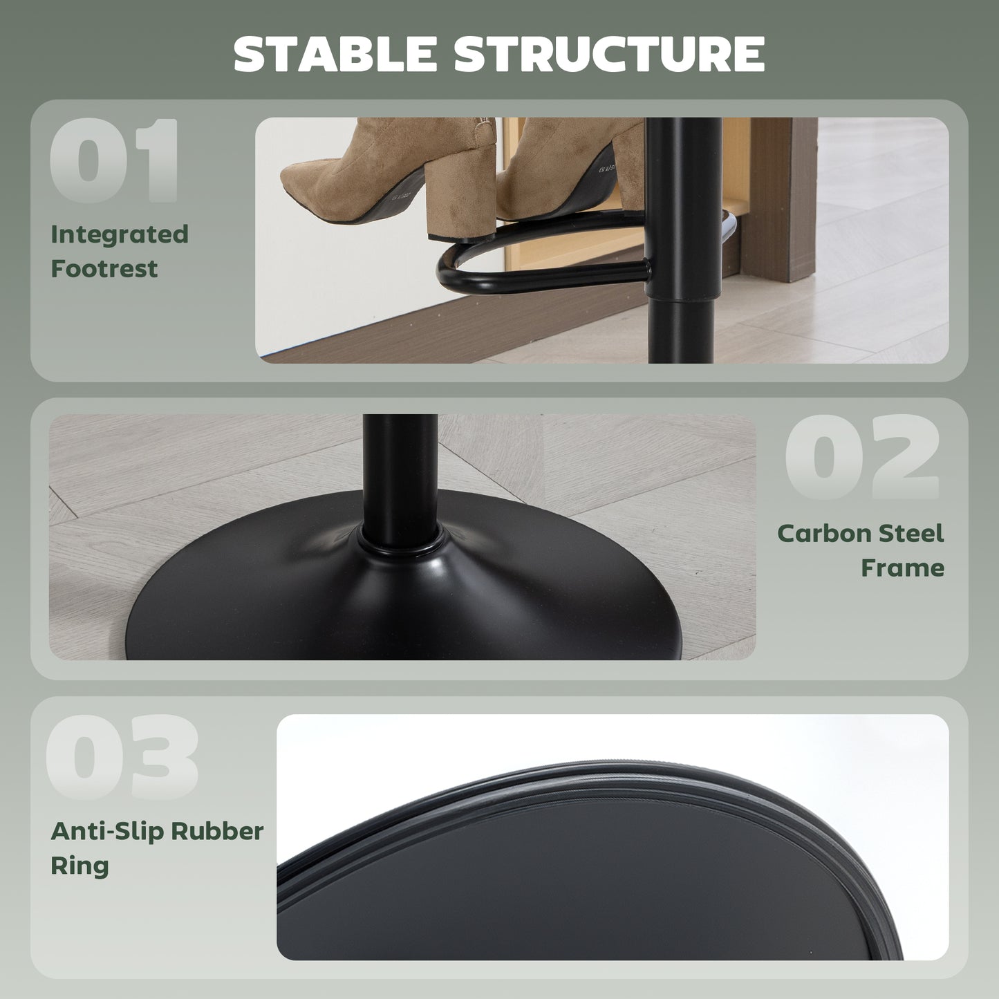 Bar Stools Set of 2, Modern Swivel Barstools for Dining Room, Green