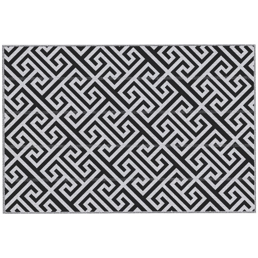 182 x 274 cm(6x9ft) Outdoor Rug Reversible Mat Plastic Straw Rug Portable RV Camping Mat for Garden Deck Picnic Indoor, Black & White