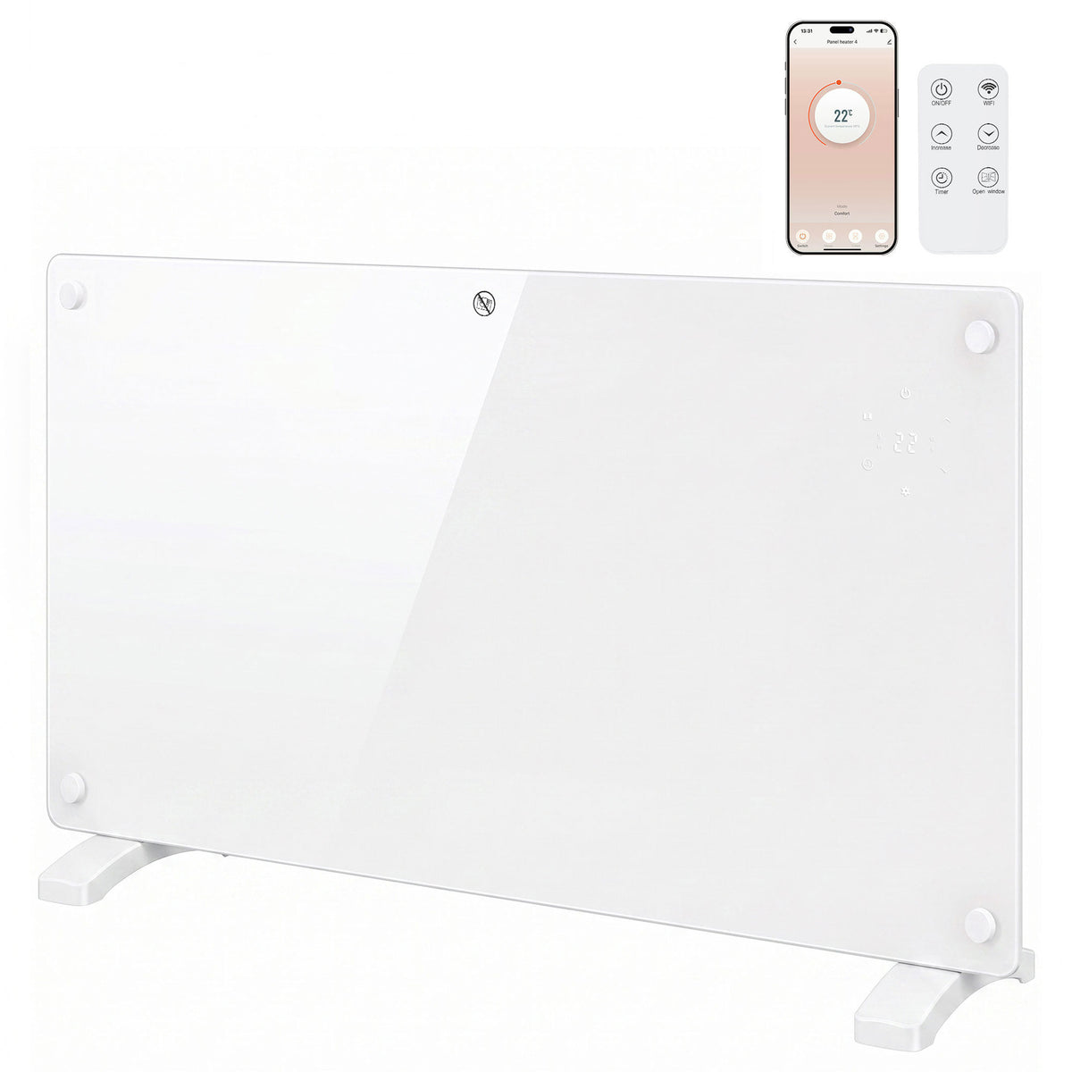 1500W Electric Space Heater Radiator Wifi Smart App, White
