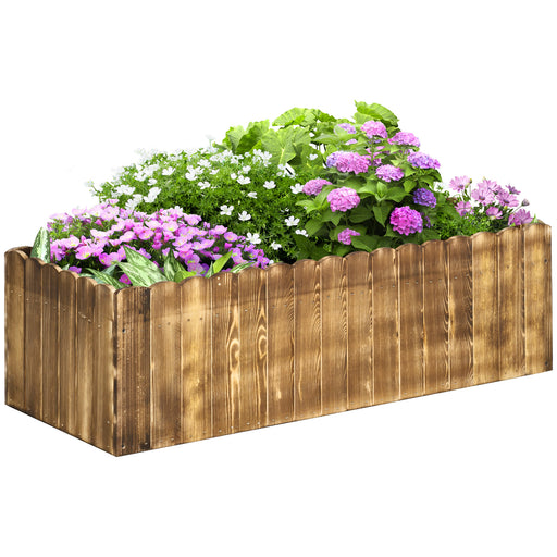 109L Garden Flower Raised Bed Pot Wooden Outdoor Large Rectangle Planter Vegetable Box Outdoor Herb Holder Display (100L x 40W x 30H (cm))