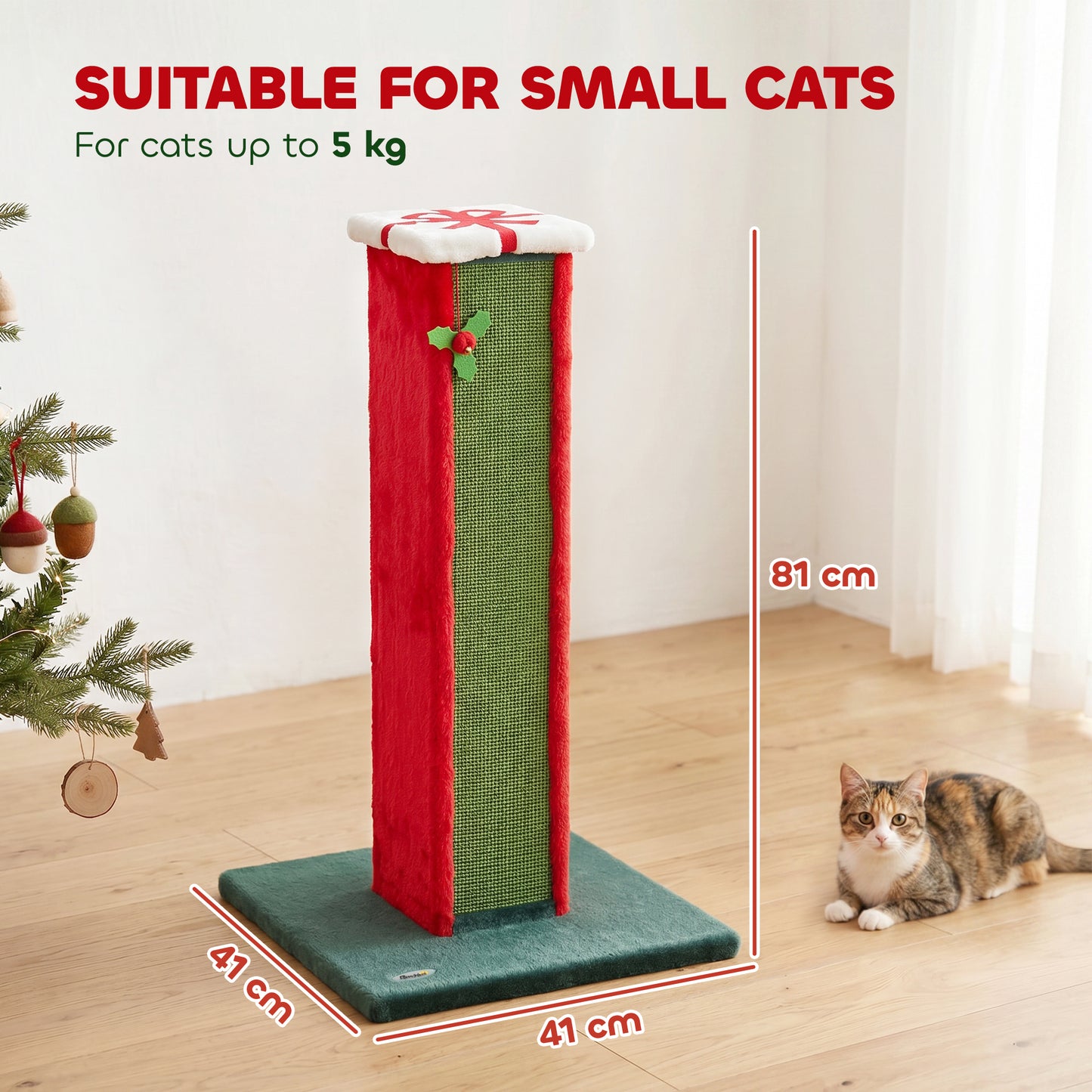 81cm Tall Cat Scratching Post for Indoor Cats with Bell Toy