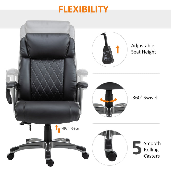 Stylish Massage Office Chair High Back with Armrest 6-Point Vibration Executive Chair with Adjustable Height Black