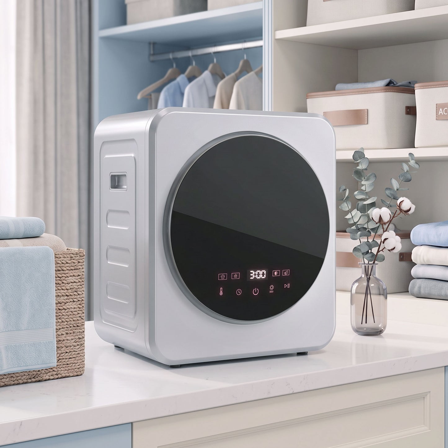 800W Compact Dryer Machine, 4 kg Small Vented Tumble Dryer, Silver