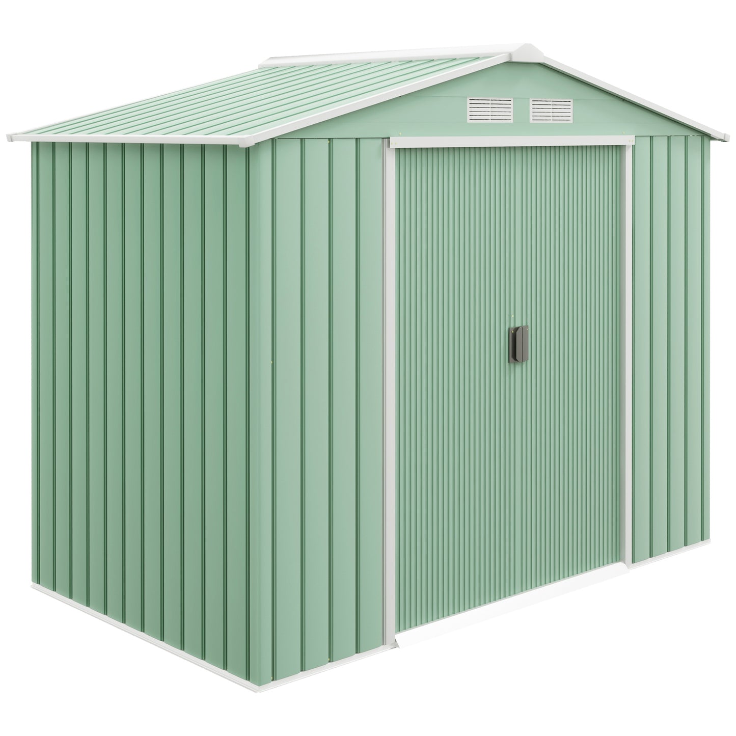 7 x 4ft Garden Shed Storage with Foundation Kit and Vents Light Green