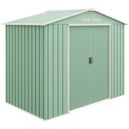 7 x 4ft Garden Shed Storage with Foundation Kit and Vents Light Green