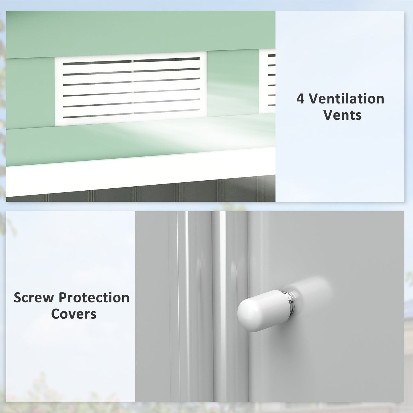 7 x 4ft Garden Shed Storage with Foundation Kit and Vents Light Green