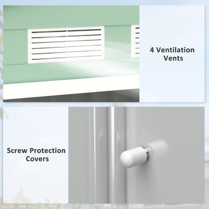 7 x 4ft Garden Shed Storage with Foundation Kit and Vents Light Green