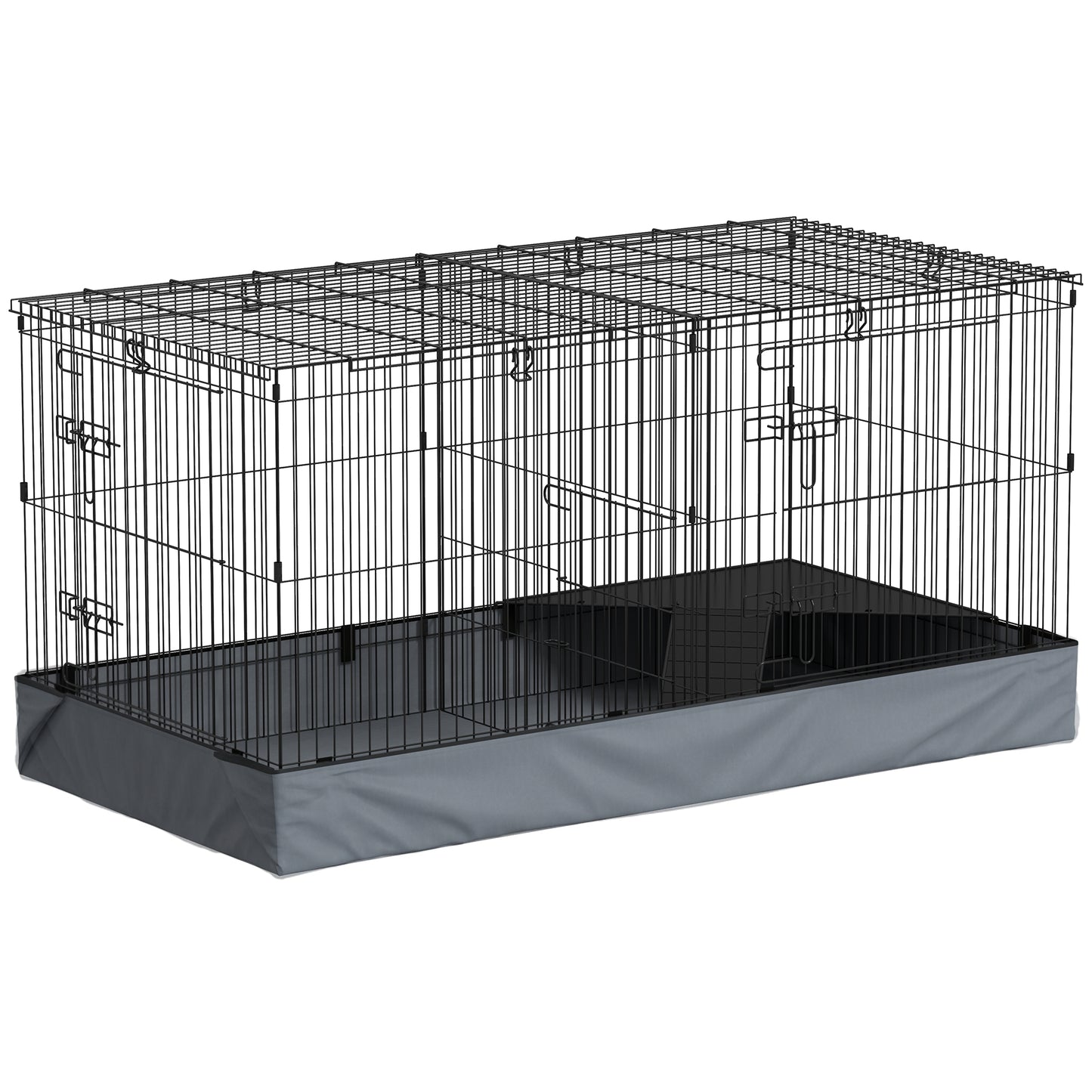 Guinea Pig Cage, 2 in 1 Rabbit Cage Pet Playpen for Hedgehogs, Black