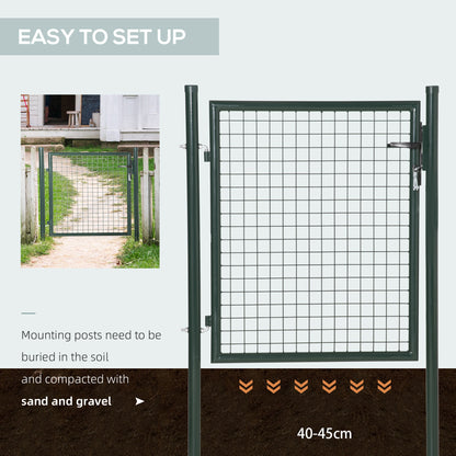 Steel Garden Gate Security Barrier Mesh Fence w/ Lock, 97cm x 150 cm