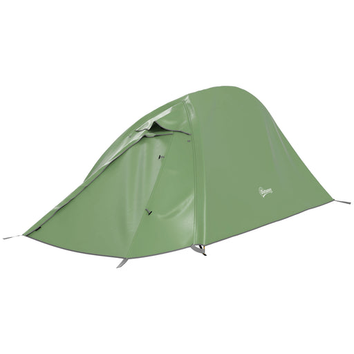 Double Layer Camping Tent, 1-2 Man Backpacking Tent with Carry Bag, 2000mm Waterproof and Lightweight, Green