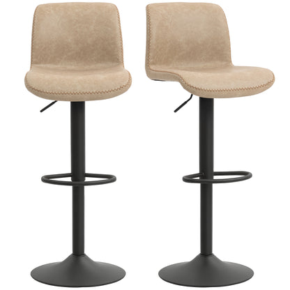 Barstools Set of 2, Adjustable Dining Stool with Footrest and Backrest