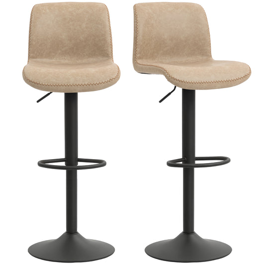 Barstools Set of 2, Adjustable Dining Stool with Footrest and Backrest