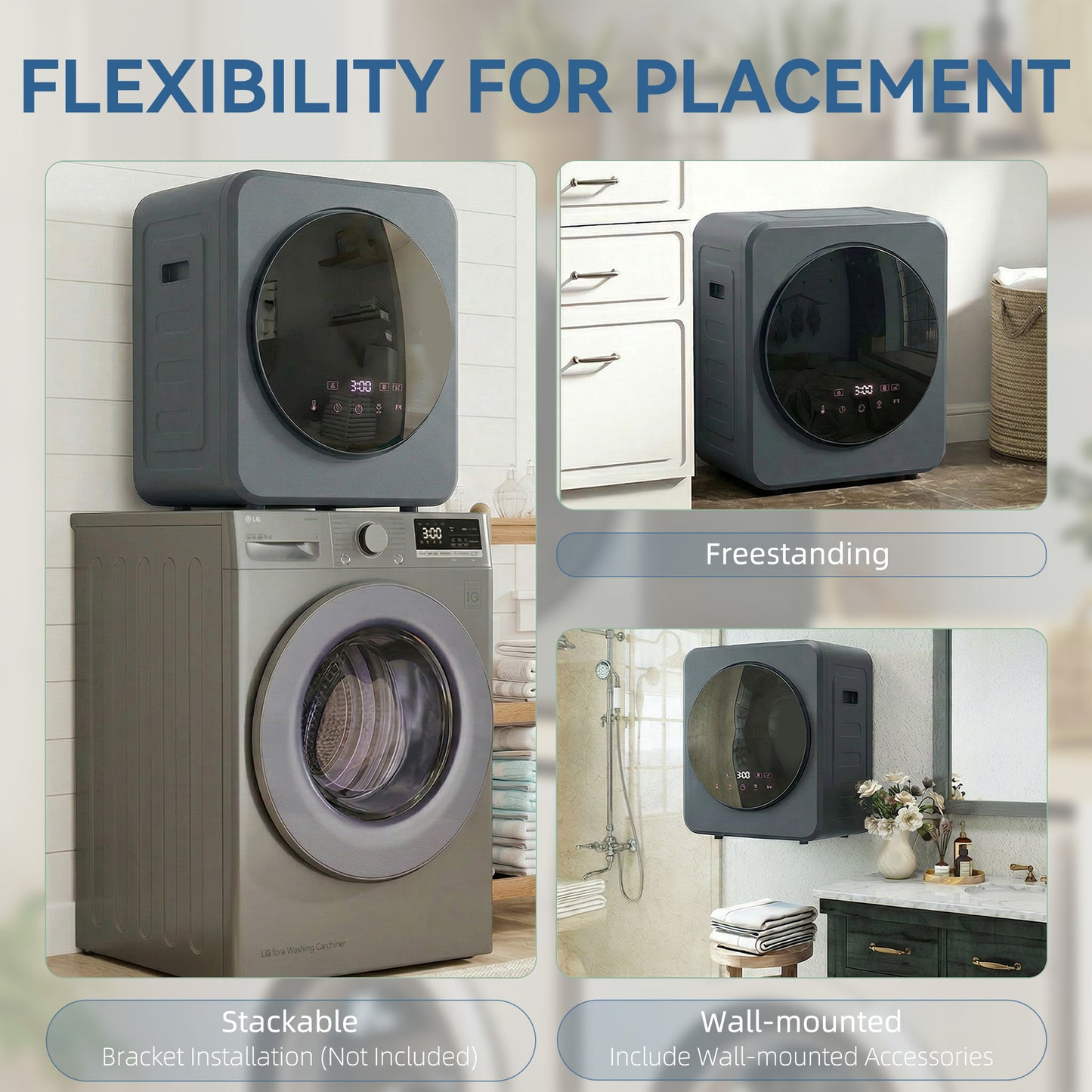 800W Compact Dryer Machine, 4kg Small Vented Tumble Dryer, Grey