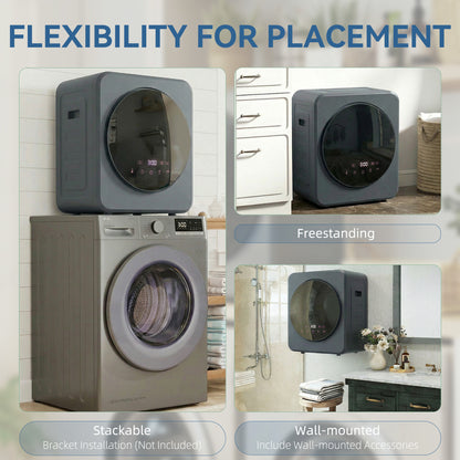 800W Compact Dryer Machine, 4kg Small Vented Tumble Dryer, Grey