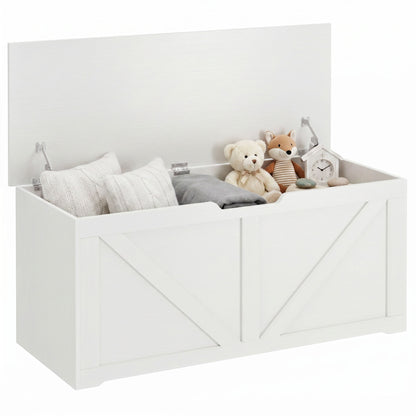 Storage Trunk for Living Room, with Safety Hinges, 100cm, White
