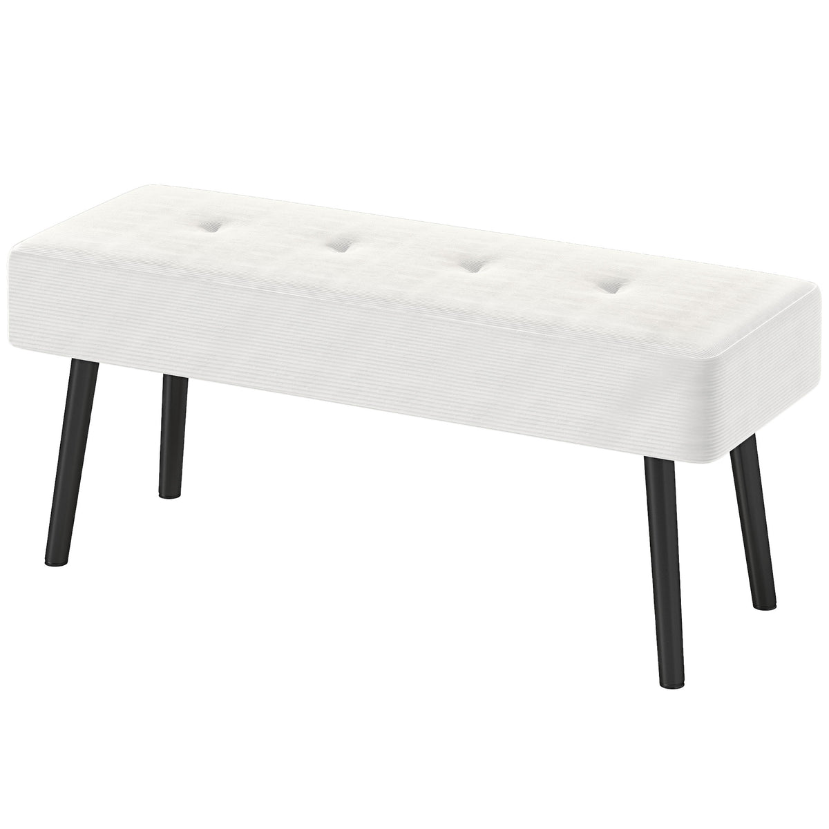 End of Bed Bench with Thick Padding for Entryway, Cream White