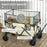 Folding Garden Trolley, 180L Wagon Cart with Extendable Side Walls, for Beach, Camping, Festival, Khaki