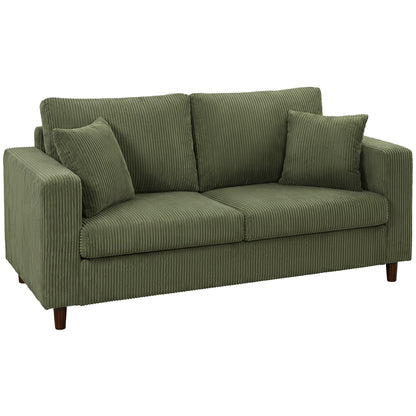 Loveseat Sofa with Wide Seat, Corduroy Upholstered, Green