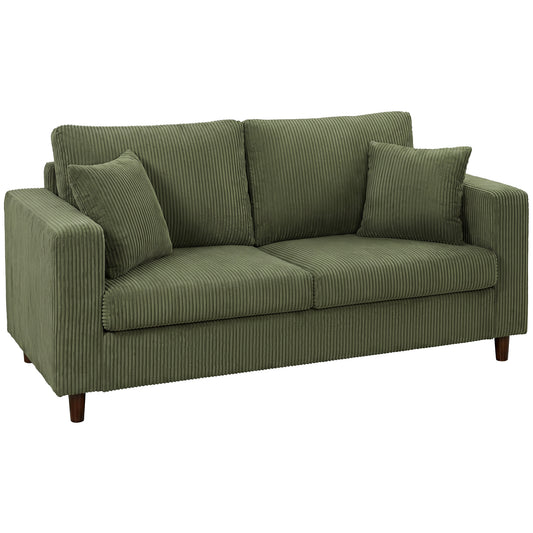 Loveseat Sofa with Wide Seat, Corduroy Upholstered, Green