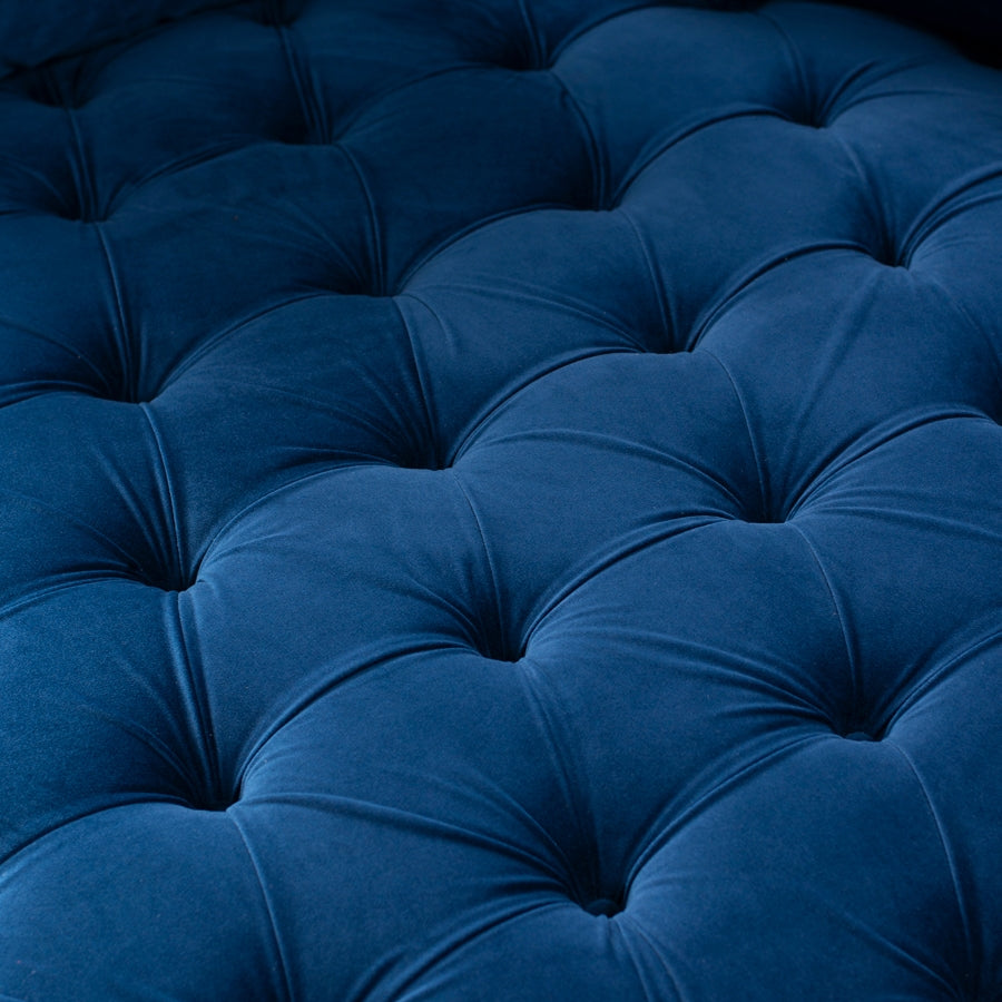 Frankfurt Loveseat - Navy Blue - Brass Base