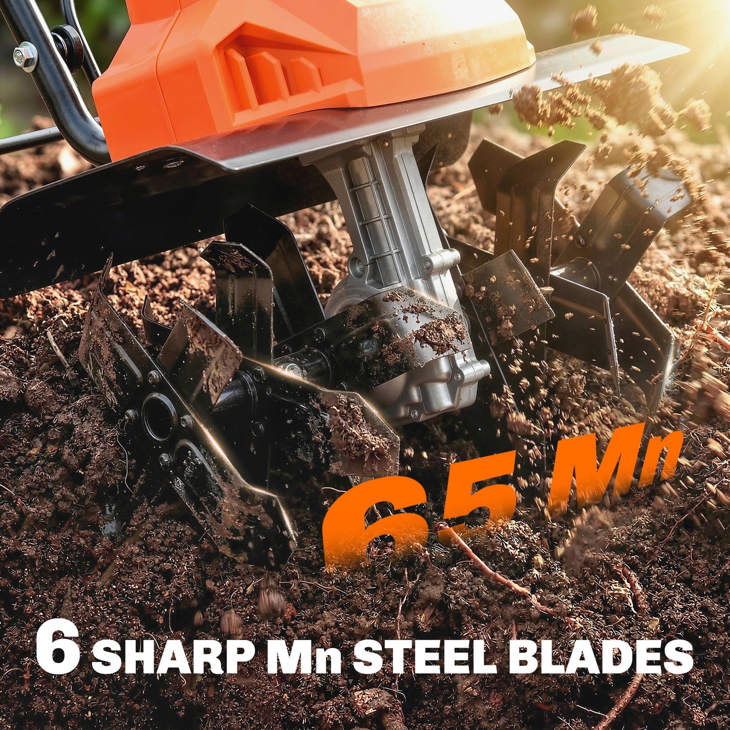 1500W Electric Tiller with 40cm Working Width, 20cm Tilling Depth