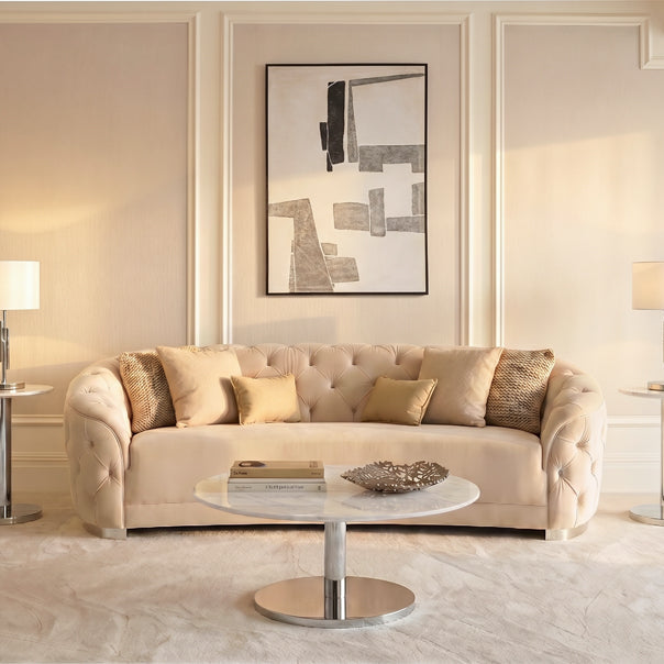 Fairfield Three Seat Sofa - Chalk - Silver base
