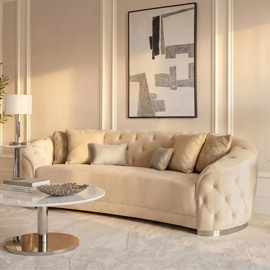 Fairfield Three Seat Sofa - Chalk - Silver base