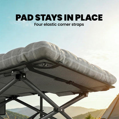 Camping Cot Heavy Duty Folding Bed with Soft Pad Grey