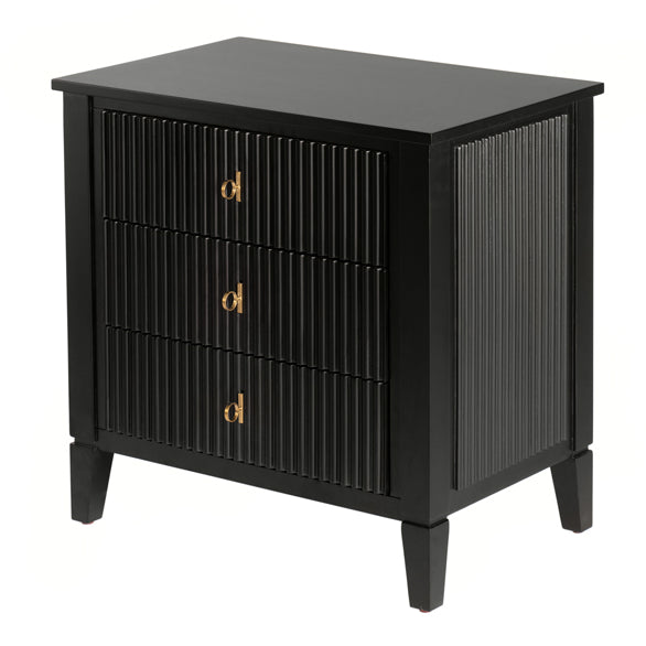 Heidi Black Bedside Table Brass/Silver