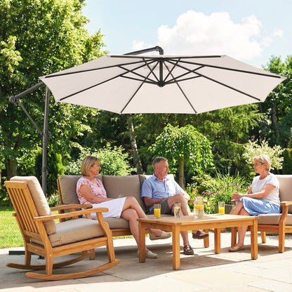 3 m Garden Cantilever Parasol with Cover, Rotation, Cream White