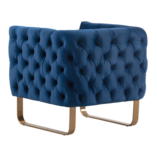 Grosvenor Armchair - Navy Blue - Brushed Brass