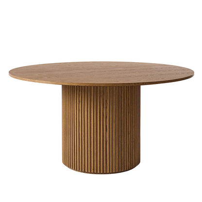 Ophelia Chestnut Circular Dining Table and 4 Madison Light Taupe Dining Chairs