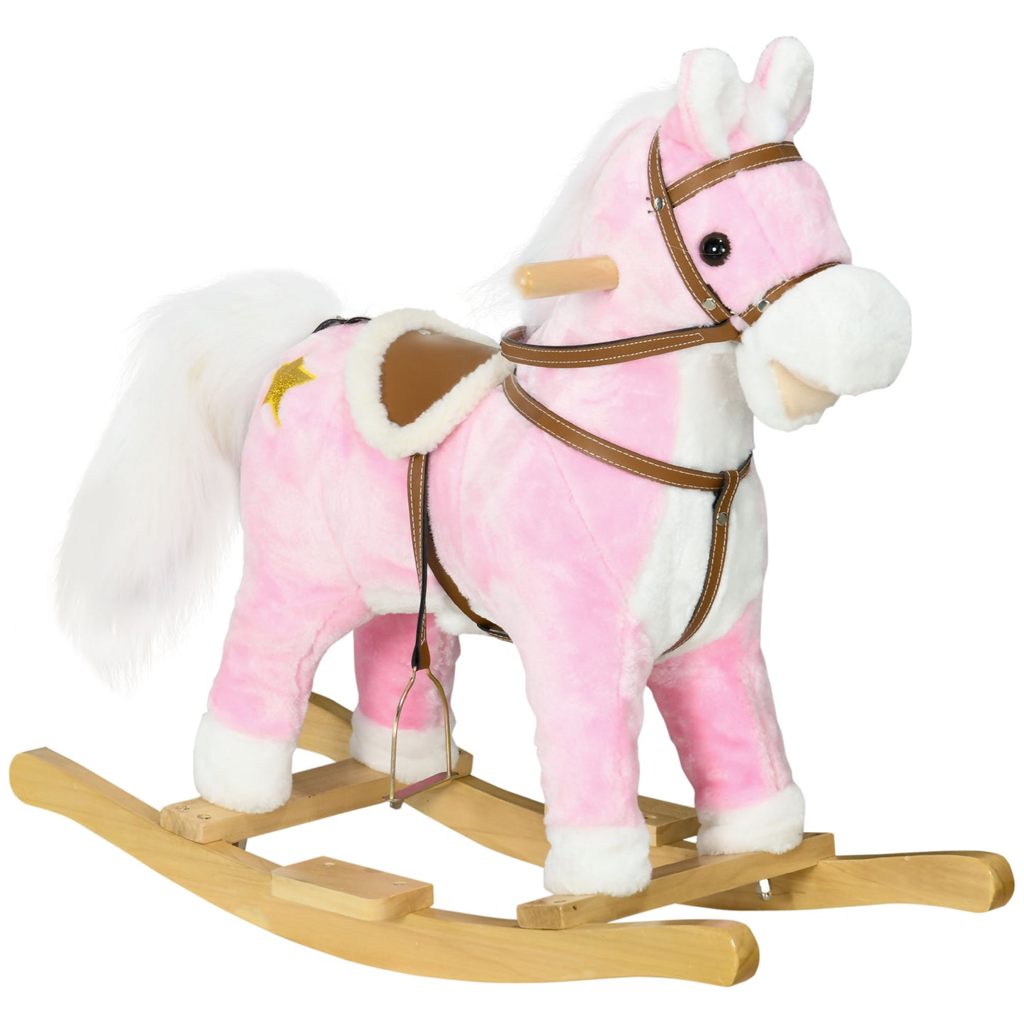Wooden Ride on Horse, Ride on Pony Gift for Kids 3-6 Years, Pink