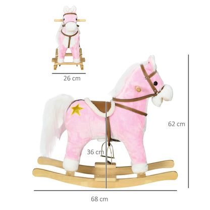 Wooden Ride on Horse, Ride on Pony Gift for Kids 3-6 Years, Pink