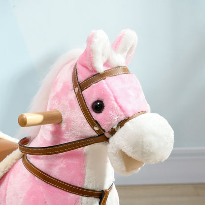 Wooden Ride on Horse, Ride on Pony Gift for Kids 3-6 Years, Pink