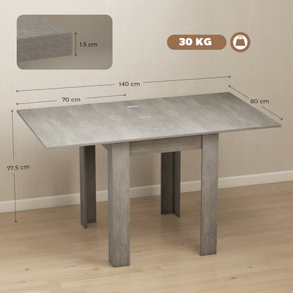 Folding Dining Table for 4-6, Drop Leaf Table for Small Spaces, Grey