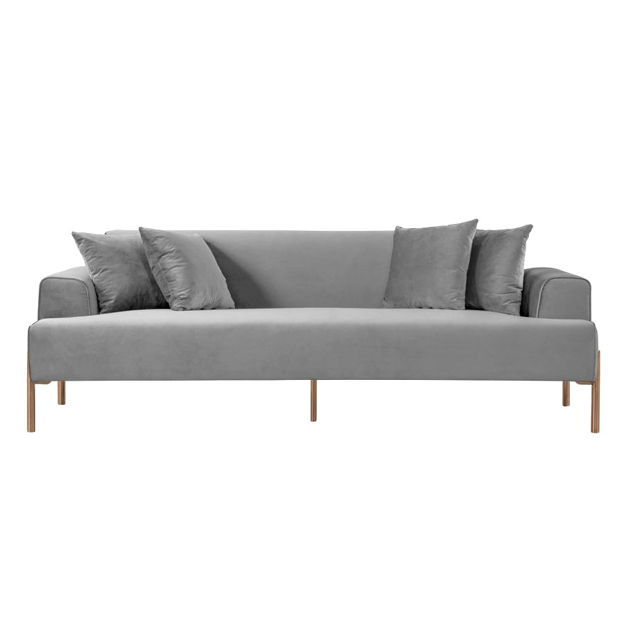 Duke Three Seat Sofa - Dove Grey - Brass Legs