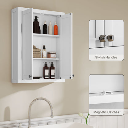 Wall Mounted Storage with Adjustable Shelves, Bathroom Wall Cabinet