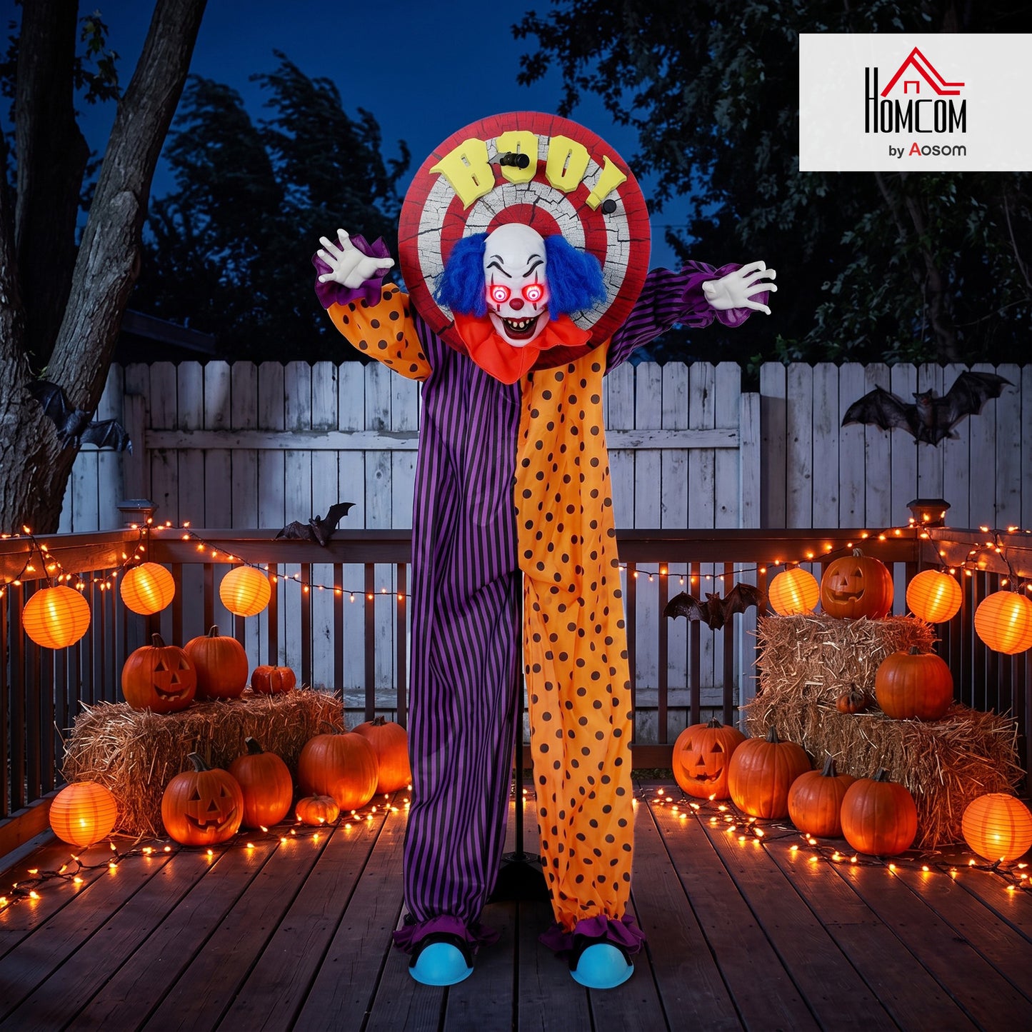 167 cm Life Size Animated Clown Halloween Decorations Outdoor Indoor