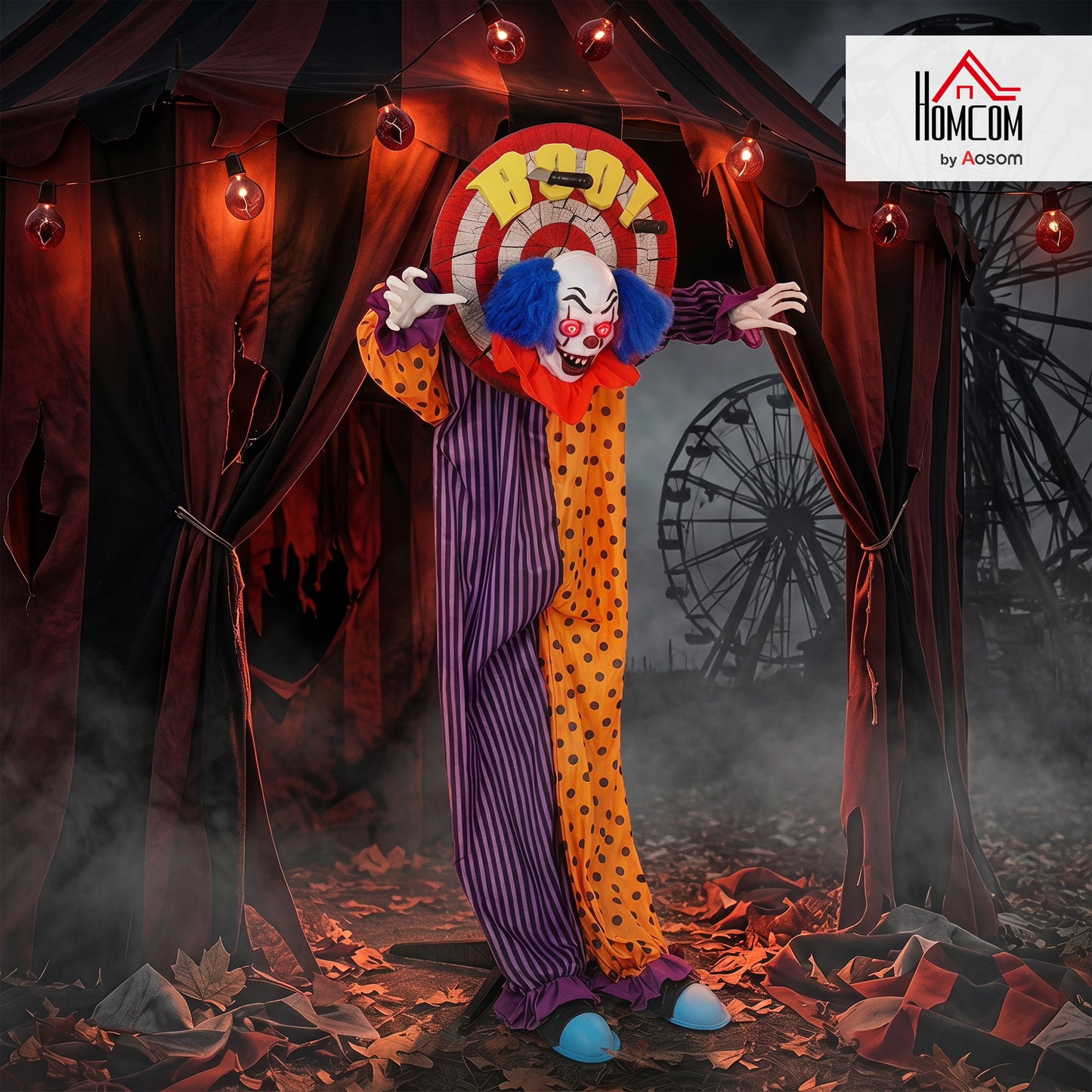 167 cm Life Size Animated Clown Halloween Decorations Outdoor Indoor